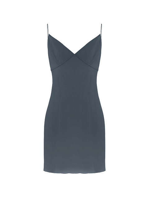 Серое платье из шифона с воланами и кружевом, 4