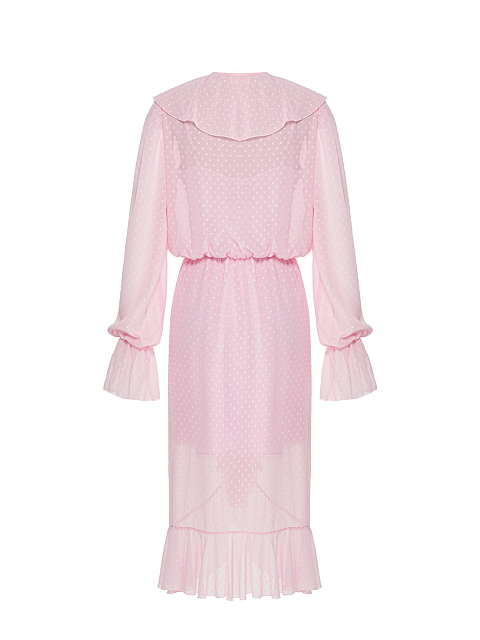 Розовое шифоновое платье-миди, 2