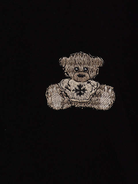 Черная футболка из хлопка с вышивкой, 3