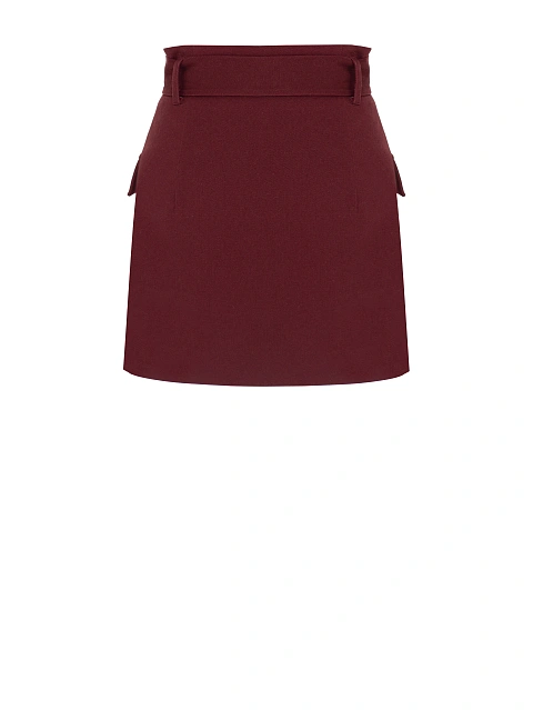 Бордовая юбка-мини с карманами, 2 Бордовая юбка-мини с карманами, 2
