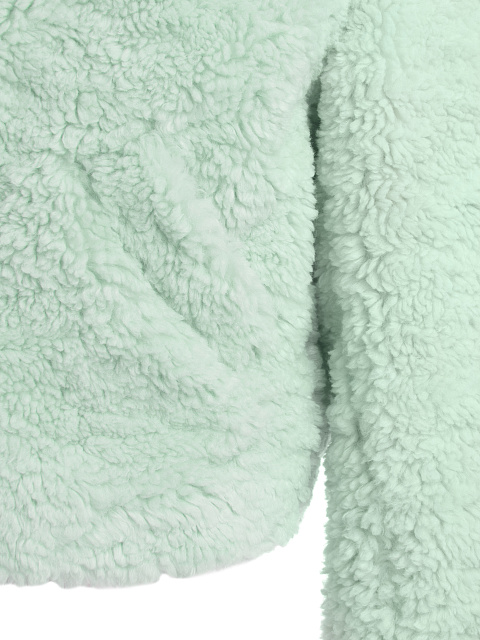 Мятная укороченная шуба из эко-меха, 3