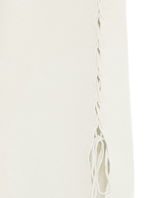 Белое трикотажное платье-миди с вырезами и шнуровкой, 4