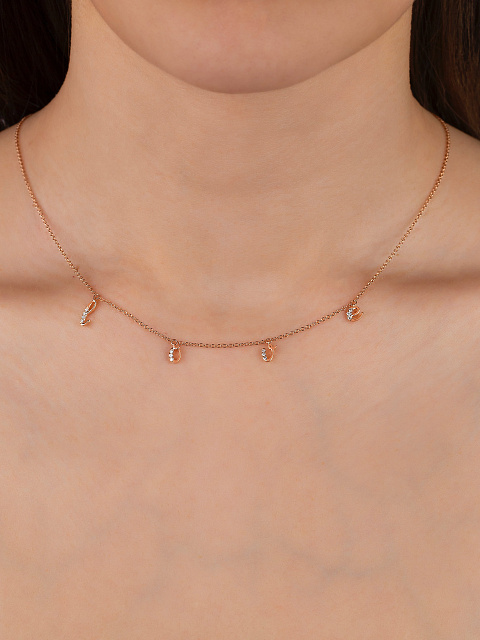 Колье "Love" из розового золота с подвесками из бриллиантов круглой огранки, 2