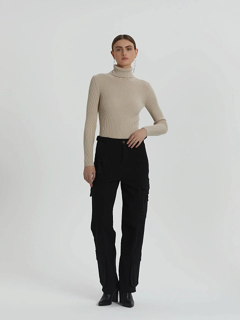 Черные брюки-карго из хлопка, 2