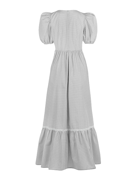 Серое хлопковое платье в клетку, 1