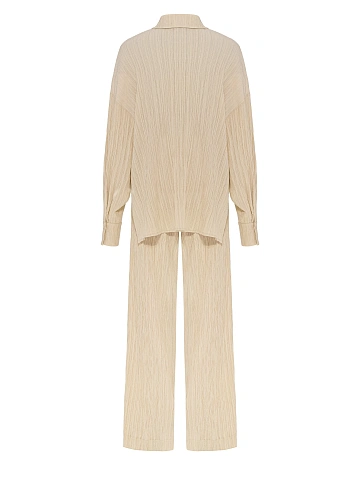 Бежевый комплект из рубашки и брюк, 2