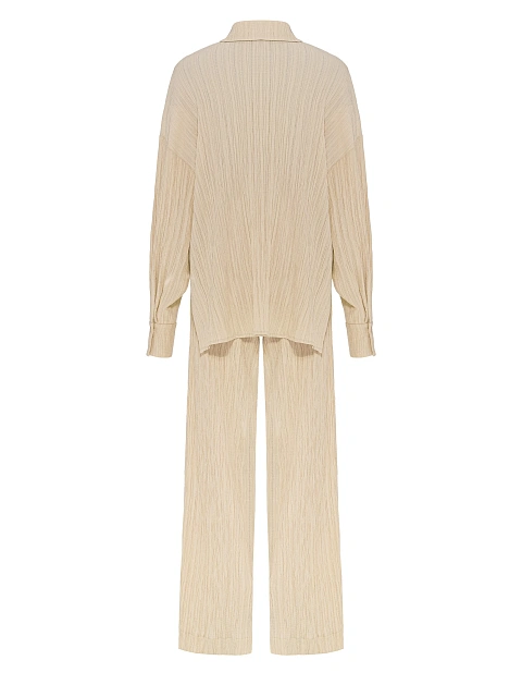 Бежевый комплект из рубашки и брюк, 2