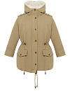 Парка детская из плащевки цвета хаки со съёмной подстежкой из эко-меха, с капюшоном