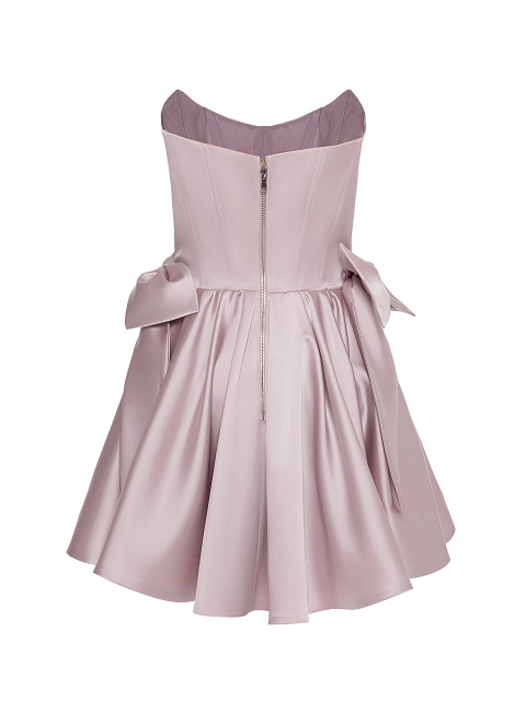 Розовое платье-мини из атласа с бантами, 2 Розовое платье-мини из атласа с бантами, 2