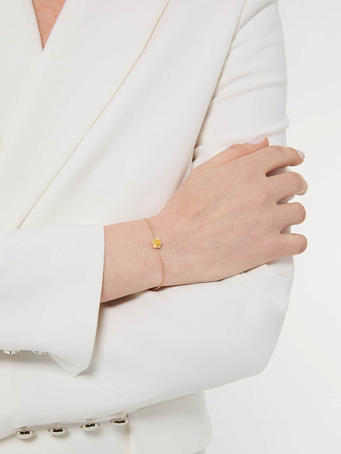 Браслет из желтого золота с розой из желтого резного перламутра, 2 Браслет из желтого золота с розой из желтого резного перламутра, 2