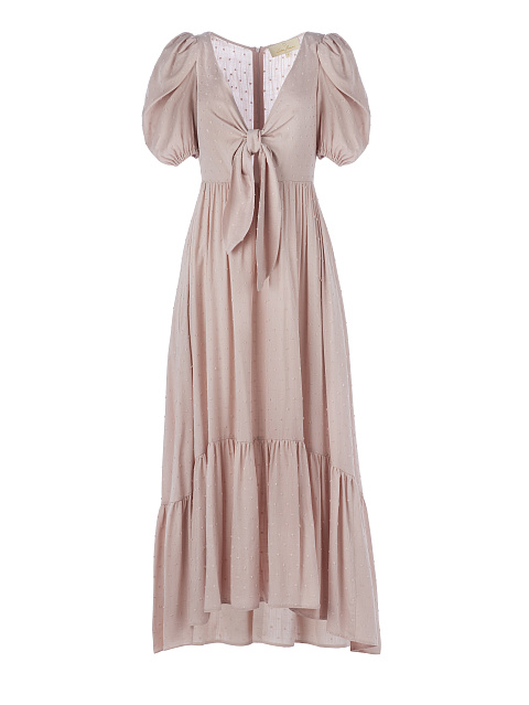 Розовое платье из хлопка с завязкой на груди, 1