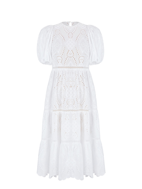 Белое хлопковое платье-миди, 1