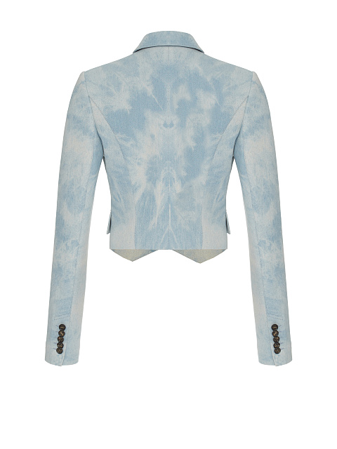 Укороченный двубортный жакет из вареного денима, 2