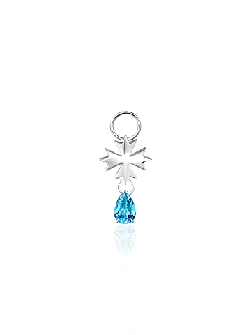 Подвеска на хупсы из белого золота с васильком и топазом Sky Blue, 1