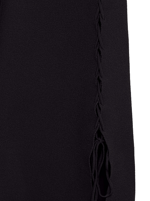 Черное трикотажное платье-миди с вырезами и шнуровкой, 4