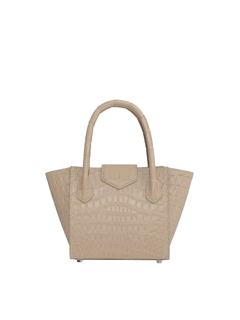 Бежевая сумка из крокодиловой кожи с камеей на раковине, 3