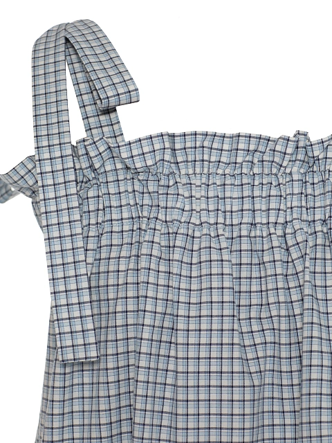 Бело-голубой топ в клетку с бретелями на завязках, 3