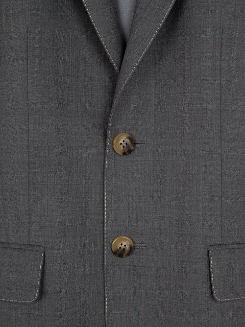Серый однобортный жакет из шерсти, 3