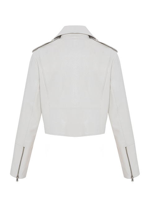 Укороченная кожаная косуха белого цвета, 2 Укороченная кожаная косуха белого цвета, 2