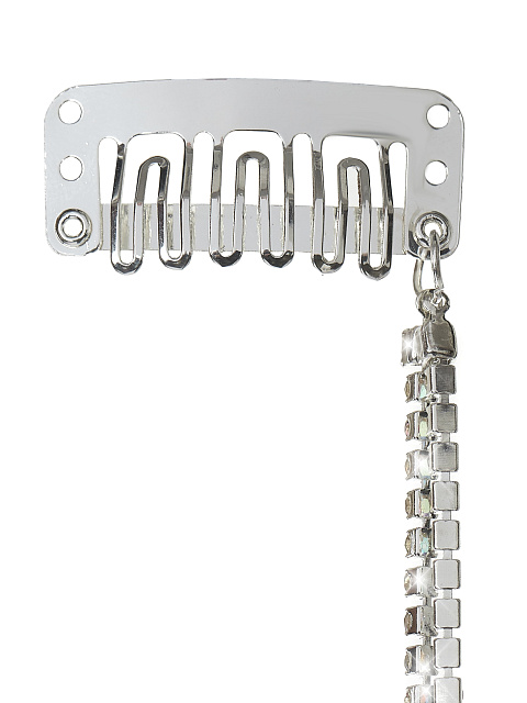 Серебристая заколка с двумя цепочками из страз, 2