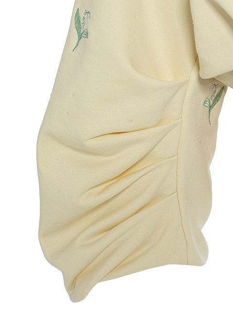 Светло-желтый укороченный свитшот с ландышами, 4