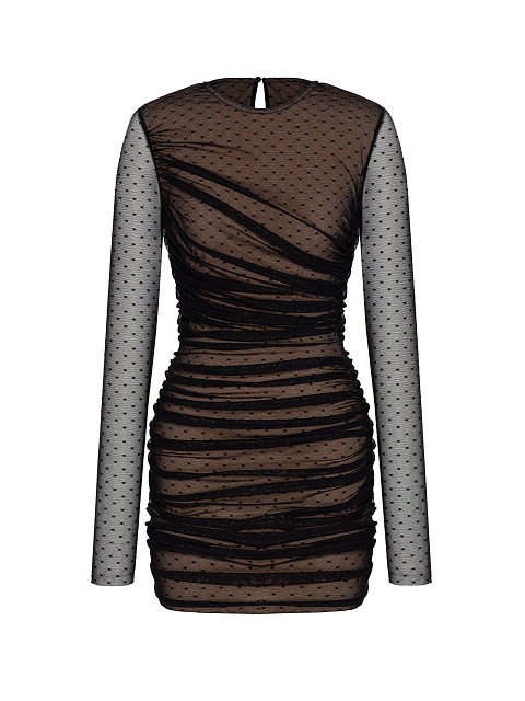 Черное платье-мини из сетки, 1