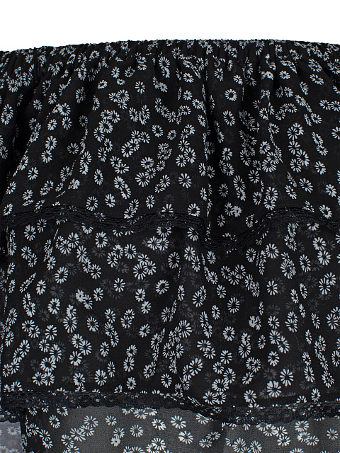 Черный шифоновый топ с открытыми плечами, 3 Черный шифоновый топ с открытыми плечами, 3