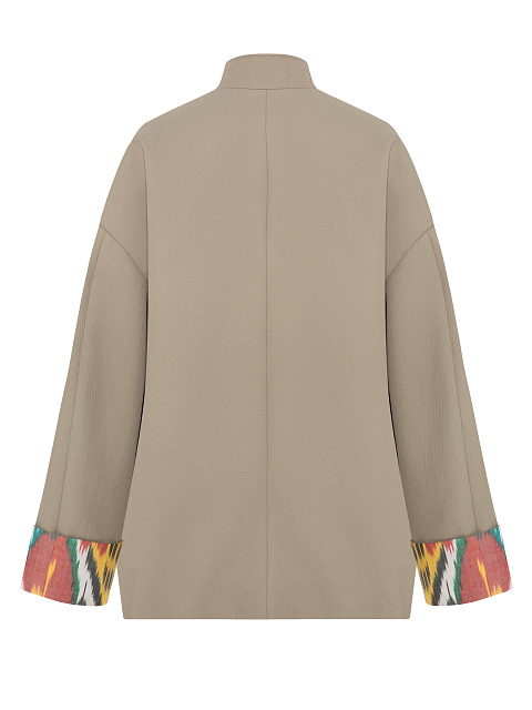 Бежевый жакет из хлопка с принтом икат, 2