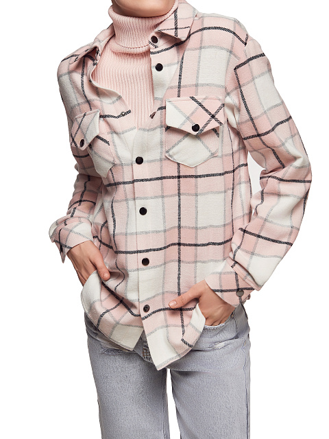 Розово-белая рубашка из плотной шерсти в клетку, 4 Розово-белая рубашка из плотной шерсти в клетку, 4