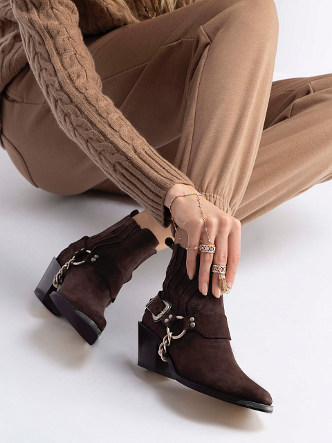 Темно-коричневые замшевые казаки, 4