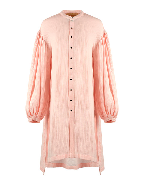 Светло-розовое платье-рубашка из хлопка, 1