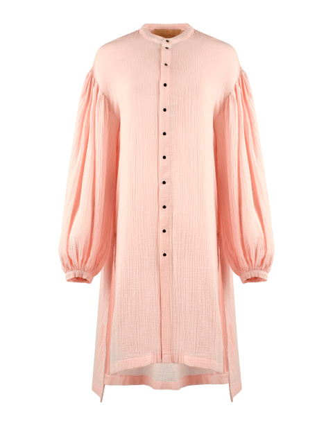 Светло-розовое платье-рубашка из хлопка, 1
