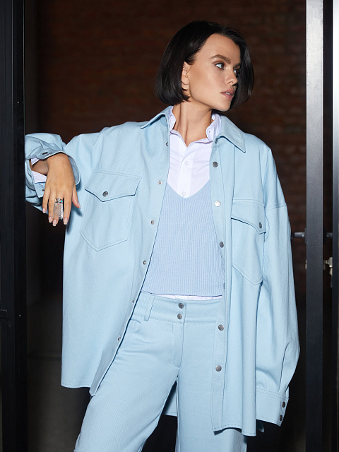 Голубой трикотажный топ-лапша, 8 Голубой трикотажный топ-лапша, 8