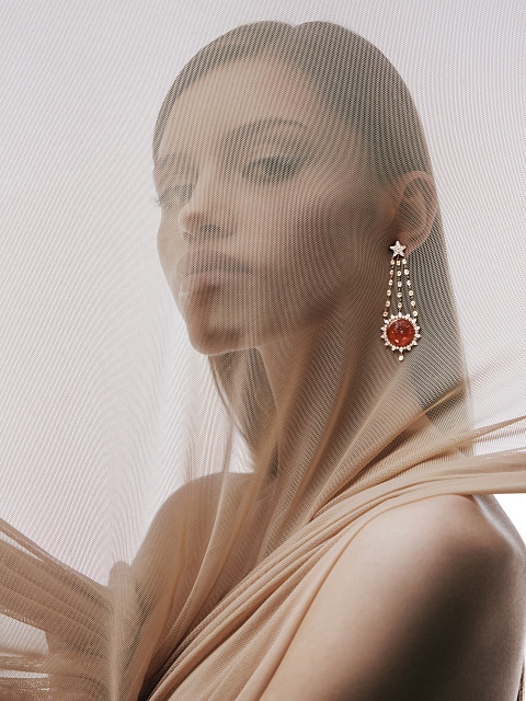 Серьги из желтого золота с камеями на сердолике и желтыми бриллиантами огранки «груша», 3 Серьги из желтого золота с камеями на сердолике и желтыми бриллиантами огранки «груша», 3