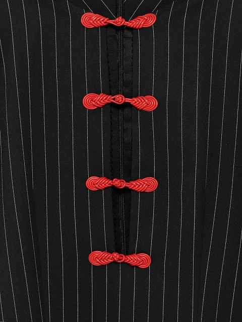 Черное платье в полоску с красными клевантами, 4