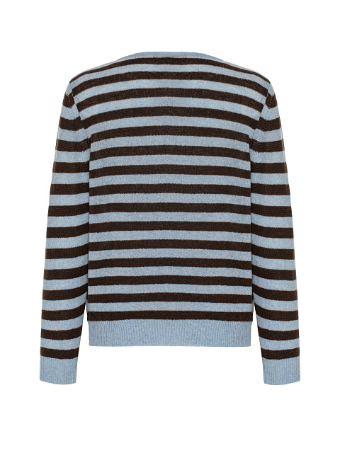 Голубой кашемировый пуловер в полоску, 2