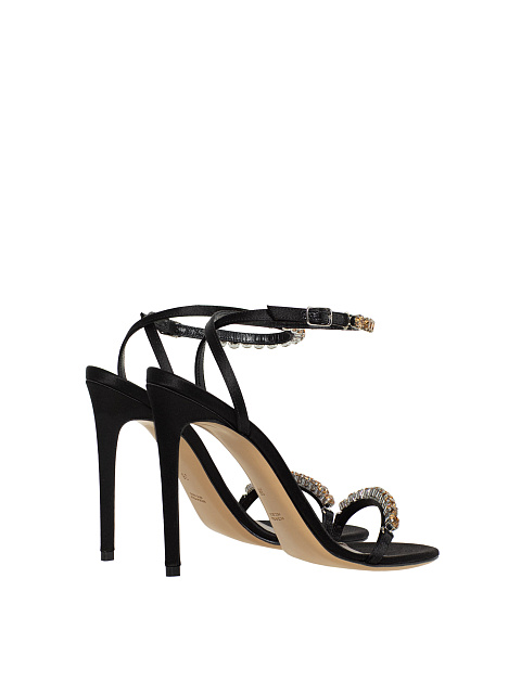 Черные босоножки из кожи со стразами, 3 Черные босоножки из кожи со стразами, 3