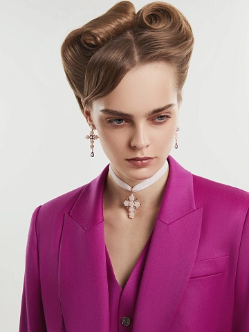 Кулон из розового золота с перламутрами и аметистами, 2