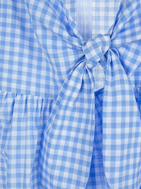 Голубой хлопковый комплект в клетку, 5