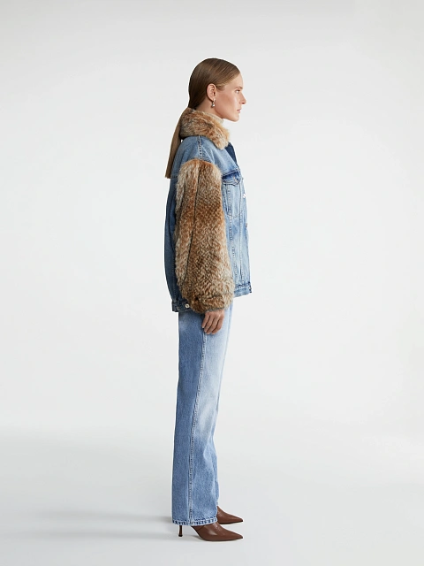 Куртка из меха рыси и денима, 7