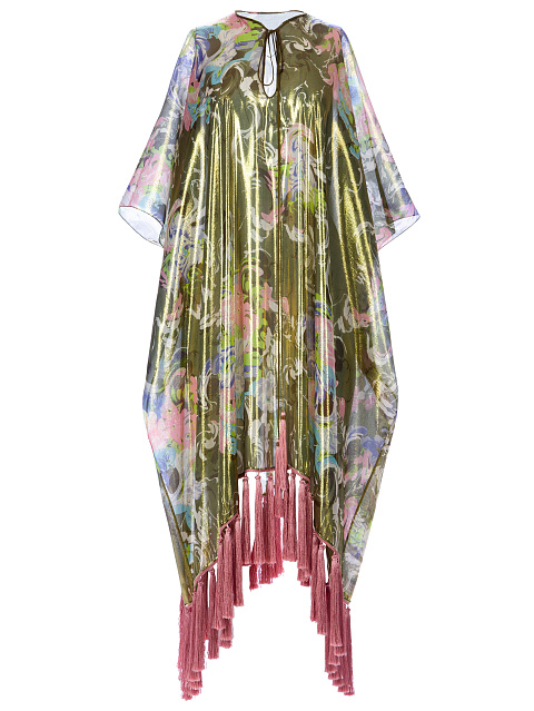 Зеленое платье-туника из шифона с люрексом, 1