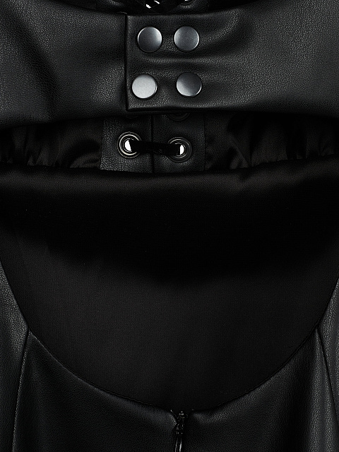 Черное платье-мини из эко-кожи, 3