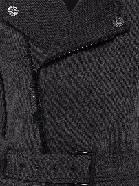 Серая косуха из денима с декоративной шнуровкой, 3