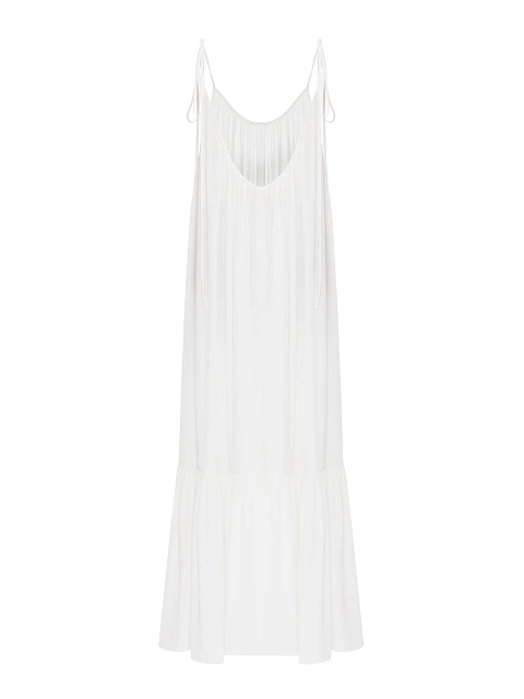 Белое платье-макси в полоску с открытой спиной, 2