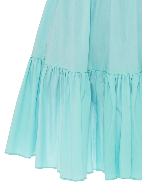 Бирюзовое платье-мини с открытыми плечами, 3