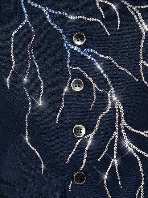 Синий костюм-тройка из шерсти со стразами, 7 Синий костюм-тройка из шерсти со стразами, 7