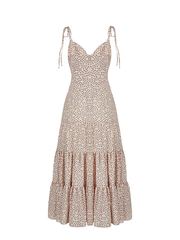 Персиковый сарафан из вискозы с цветочным принтом, 2