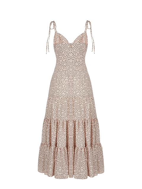 Персиковый сарафан из вискозы с цветочным принтом, 2 Персиковый сарафан из вискозы с цветочным принтом, 2