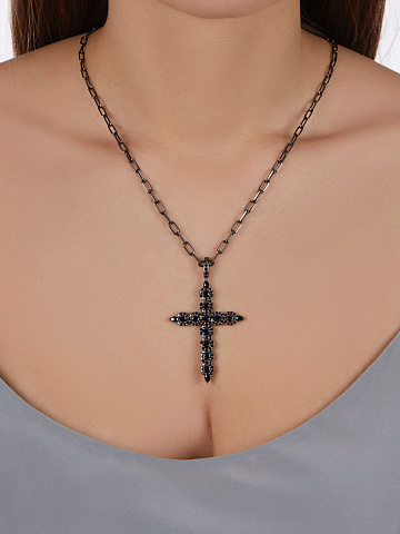 Колье с кулоном из черненого золота с черными бриллиантами, 2