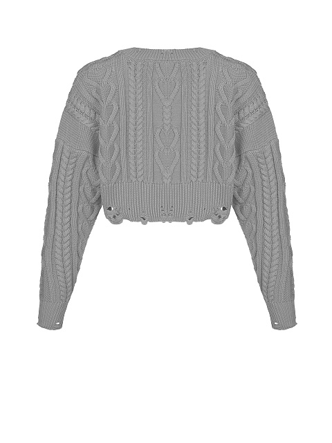 Укороченный серый свитер с косами, 2
